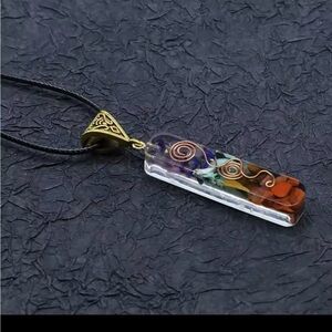 Colorful Natural Resin Pendants Chakra Crystal Agate Stone Jewelry Necklace